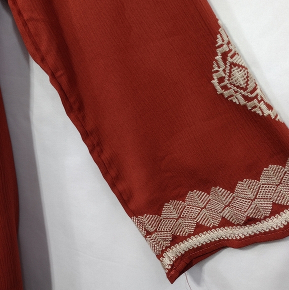 Andree By Unit Embroidered Floral Open Front Cardigan Women's L Rusty Boho Retro - Picture 3 of 8